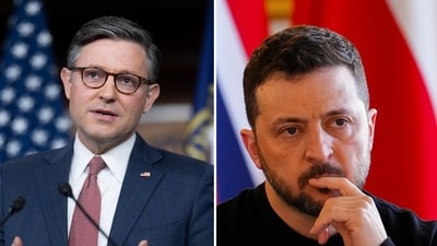 Mike Johnson rips Volodymyr Zelenskyy's conduct towards Trump (AP Photo/J. Scott Applewhite, Sean Kilpatrick/The Canadian Press via AP) Mike Johnson rips Volodymyr Zelenskyy's conduct towards Trump (AP Photo/J. Scott Applewhite, Sean Kilpatrick/The Canadian Press via AP)
