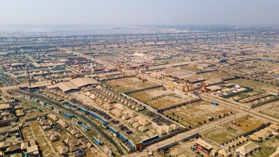 After: A drone shot of the Sangam area deserted days after the conclusion of Maha Kumbh 2025, in Prayagraj on February 28, 2025. (PTI) After: A drone shot of the Sangam area deserted days after the conclusion of Maha Kumbh 2025, in Prayagraj on February 28, 2025. (PTI)