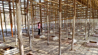 After: A worker during dismantling of tents after the conclusion of Maha Kumbh Mela, at Sangam in Prayagraj on February 28, 2025. (PTI) After: A worker during dismantling of tents after the conclusion of Maha Kumbh Mela, at Sangam in Prayagraj on February 28, 2025. (PTI)