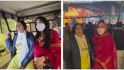 Preity Zinta in Varanasi with her mother Nilprabha Zinta. Preity Zinta in Varanasi with her mother Nilprabha Zinta.