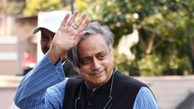 Congress MP Shashi Tharoor arrives to attend the party's Kerala unit meeting with senior leadership, in New Delhi on Friday. (ANI) Congress MP Shashi Tharoor arrives to attend the party's Kerala unit meeting with senior leadership, in New Delhi on Friday. (ANI)
