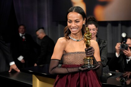 Zoe Saldana, winner of the award for best performance by an actress in a supporting role for "Emilia Perez," attends the Governors Ball after the Oscars on Sunday, March 2, 2025, in Los Angeles. (AP Photo/John Locher) (John Locher/Invision/AP) Zoe Saldana, winner of the award for best performance by an actress in a supporting role for "Emilia Perez," attends the Governors Ball after the Oscars on Sunday, March 2, 2025, in Los Angeles. (AP Photo/John Locher) (John Locher/Invision/AP)
