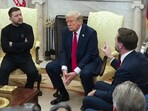 Vice President JD Vance, right, speaks with Ukrainian President Volodymyr Zelenskyy, left, as President Donald Trump listens in the Oval Office at the White House, Friday, Feb. 28, 2025, in Washington. Vice President JD Vance, right, speaks with Ukrainian President Volodymyr Zelenskyy, left, as President Donald Trump listens in the Oval Office at the White House, Friday, Feb. 28, 2025, in Washington.