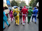 In Sao Paulo, police disguised as Power Rangers arrested a thief at carnival. In Sao Paulo, police disguised as Power Rangers arrested a thief at carnival.