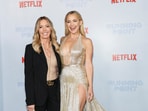 Cast member Kate Hudson and Executive Producer and Los Angeles Lakers President Jeanie Buss attend a premiere of the television series "Running Point" in Los Angeles, California, U.S.,