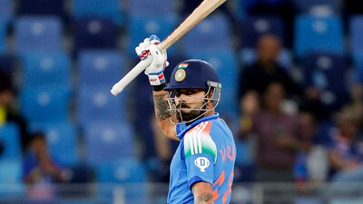 Kohli was looking utterly infallible and seemed set to coast to his second century of this tournament. However, he abruptly fell trying to go for a big shot off Zampa on 84 runs off 98 balls. (ANI) Kohli was looking utterly infallible and seemed set to coast to his second century of this tournament. However, he abruptly fell trying to go for a big shot off Zampa on 84 runs off 98 balls. (ANI)