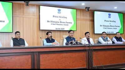 Assam chief minister Himanta Biswa Sarma addresses a press conference after the meeting of the state cabinet at Janata Bhawan in Guwahati on Tuesday. (ANI) Assam chief minister Himanta Biswa Sarma addresses a press conference after the meeting of the state cabinet at Janata Bhawan in Guwahati on Tuesday. (ANI)