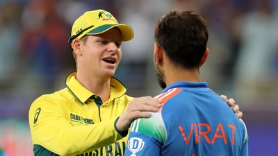 Steve Smith and Virat Kohli shared great sportsmanship after the end of the semi-final (REUTERS)
