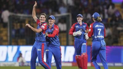 Delhi Capitals' Annabel Sutherland celebrates during the ongoing WPL. (PTI) Delhi Capitals' Annabel Sutherland celebrates during the ongoing WPL. (PTI)