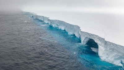 The world's biggest iceberg appears to have run aground, potentially sparing the crucial wildlife breeding ground of South Georgia from being hit by the behemoth, the British Antarctic Survey said on March 4, 2025. (Photo by IAN STRACHAN / EYOS Expeditions / AFP) / RESTRICTED TO EDITORIAL USE - MANDATORY CREDIT "AFP PHOTO/EYOS EXPEDITIONS/IAN STRACHAN " - NO MARKETING - NO ADVERTISING CAMPAIGNS - DISTRIBUTED AS A SERVICE TO CLIENTS (AFP) The world's biggest iceberg appears to have run aground, potentially sparing the crucial wildlife breeding ground of South Georgia from being hit by the behemoth, the British Antarctic Survey said on March 4, 2025. (Photo by IAN STRACHAN / EYOS Expeditions / AFP) / RESTRICTED TO EDITORIAL USE - MANDATORY CREDIT "AFP PHOTO/EYOS EXPEDITIONS/IAN STRACHAN " - NO MARKETING - NO ADVERTISING CAMPAIGNS - DISTRIBUTED AS A SERVICE TO CLIENTS (AFP)