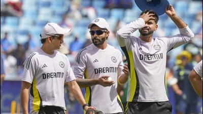 India's head coach Gautam Gambhir with Ravindra Jadeja and Shreyas Iyer. (PTI) India's head coach Gautam Gambhir with Ravindra Jadeja and Shreyas Iyer. (PTI)