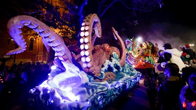 Dubbed as of the most colorful and exciting holidays in the world, Mardi Gras is defined by extravagant costumes, exuberant music, eating, and parades that resemble parties. The Krewe of Orpheus rolls to the theme, "As Above So Below," on the uptown route in New Orleans, Monday, March 3, 2025. (Scott Threlkeld/The Times-Picayune/The New Orleans Advocate via AP) (AP) Dubbed as of the most colorful and exciting holidays in the world, Mardi Gras is defined by extravagant costumes, exuberant music, eating, and parades that resemble parties. The Krewe of Orpheus rolls to the theme, "As Above So Below," on the uptown route in New Orleans, Monday, March 3, 2025. (Scott Threlkeld/The Times-Picayune/The New Orleans Advocate via AP) (AP)