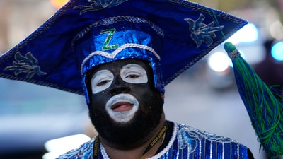 A parade participant gets ready before the start of the Krewe of Zulu parade on Mardi Gras Day, Tuesday, March 4, 2025 in New Orleans. (AP Photo/Gerald Herbert) (AP) A parade participant gets ready before the start of the Krewe of Zulu parade on Mardi Gras Day, Tuesday, March 4, 2025 in New Orleans. (AP Photo/Gerald Herbert) (AP)