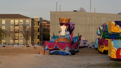 Floats are stored in a lot before the Mardi Gras Day prade on Tuesday, March 4, 2025 in New Orleans. (AP Photo/Gerald Herbert) (AP) Floats are stored in a lot before the Mardi Gras Day prade on Tuesday, March 4, 2025 in New Orleans. (AP Photo/Gerald Herbert) (AP)
