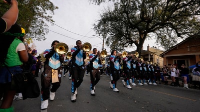 Members of the Talladega College band perform during the Zulu parade on Mardi Gras Day, Tuesday, March 4, 2025 in New Orleans. (AP Photo/Gerald Herbert) (AP) Members of the Talladega College band perform during the Zulu parade on Mardi Gras Day, Tuesday, March 4, 2025 in New Orleans. (AP Photo/Gerald Herbert) (AP)