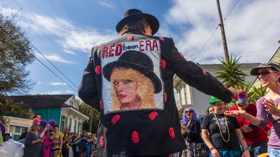 The Krewes of Red Beans, Dead Beans, and Queer Beans staged a joyful parade through the Bywater and Marigny regions of New Orleans. (Chris Granger/The Times-Picayune/The New Orleans Advocate via AP) (AP) The Krewes of Red Beans, Dead Beans, and Queer Beans staged a joyful parade through the Bywater and Marigny regions of New Orleans. (Chris Granger/The Times-Picayune/The New Orleans Advocate via AP) (AP)