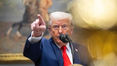 US President Donald Trump speaks in the Roosevelt Room of the White House in Washington, DC, on March 3, 2025. (AFP)