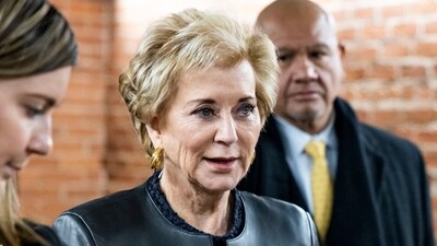 Linda McMahon has been involved in political donations to Super PACs, backing candidates like US President Donald Trump. She has been accused of using money and political influence to further her business interests. (Bloomberg) Linda McMahon has been involved in political donations to Super PACs, backing candidates like US President Donald Trump. She has been accused of using money and political influence to further her business interests. (Bloomberg)