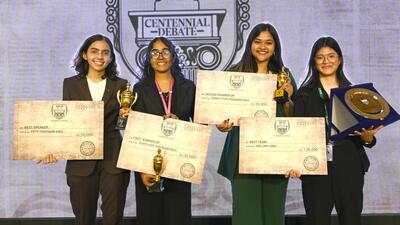 The prize winners pose with their awards at Bikaner House. (Ajay Aggarwal/HT Photo) The prize winners pose with their awards at Bikaner House. (Ajay Aggarwal/HT Photo)