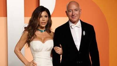 CEO of Amazon Jeff Bezos and partner Lauren Sanchez attend the Vanity Fair Oscar Party. (AFP) CEO of Amazon Jeff Bezos and partner Lauren Sanchez attend the Vanity Fair Oscar Party. (AFP)