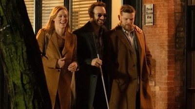 Deborah Ann Woll, Charlie Cox, and Elden Henson in Daredevil: Born Again. Deborah Ann Woll, Charlie Cox, and Elden Henson in Daredevil: Born Again.