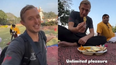 Russian tourist gets charmed by Indian hospitality (Screengrabs: X) Russian tourist gets charmed by Indian hospitality (Screengrabs: X)