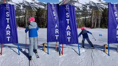 Mark Zuckerberg skied with his kids post-ACL surgery. (Instagram/zuck) Mark Zuckerberg skied with his kids post-ACL surgery. (Instagram/zuck)