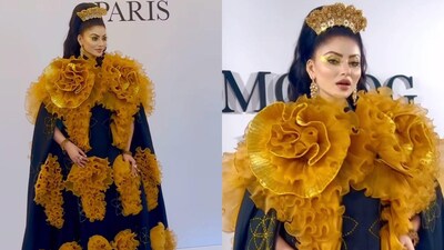Urvashi Rautela gets trolled for her 'weird outfit' at Paris event. Urvashi Rautela gets trolled for her 'weird outfit' at Paris event.