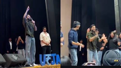 Yuvraj Dua dances with students of SGGSCC (Screengrabs: Instagram) Yuvraj Dua dances with students of SGGSCC (Screengrabs: Instagram)