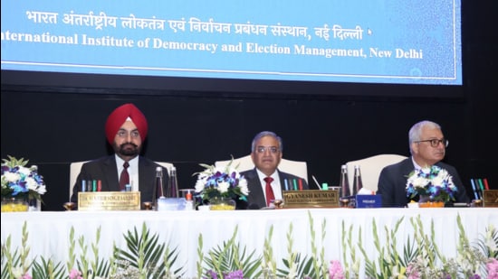 Chief election commissioner Gyanesh Kumar at a conference of poll officials. (X)