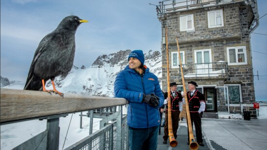 Olympic gold medalist Neeraj Chopra enjoys the breathtaking heights of Jungfraujoch.