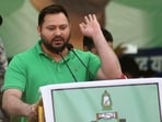 RJD MLA Tejashwi Yadav addressing the Yuva Choupal in Patna. (Photo by Santosh Kumar/ Hindustan Times)