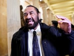 Democrat leader Al Green reacts after he is escorted out for yelling during US President Donald Trump's speech to a joint session of Congress.