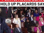 Trump Mocks Democrats To Their Face; They Show Placards Saying… Trump Mocks Democrats To Their Face; They Show Placards Saying…