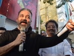 Makkal Needhi Maiam (MNM) chief Kamal Haasan at an all-party meeting. Makkal Needhi Maiam (MNM) chief Kamal Haasan at an all-party meeting.