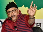 RJD MP Manoj Jha addresses a press conference at the party office, in Patna. RJD MP Manoj Jha addresses a press conference at the party office, in Patna.
