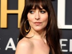 Dakota Johnson arrives for the Saturday Night Live 50.
