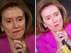 Nancy Pelosi appeared disappointed during Trump's Congress speech as she gently moved her head from side to side when a television camera momentarily focused on her. Nancy Pelosi appeared disappointed during Trump's Congress speech as she gently moved her head from side to side when a television camera momentarily focused on her.