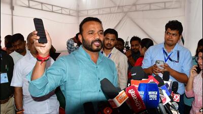 BJP leader Jaykumar Gore addressed reporters outside the Vidhan Bhavan on Wednesday (Bhushan Koyande/HT Photo) BJP leader Jaykumar Gore addressed reporters outside the Vidhan Bhavan on Wednesday (Bhushan Koyande/HT Photo)