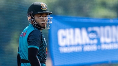 Bangladesh's Mushfiqur Rahim at the net during a practice session in Champions Trophy (AFP) Bangladesh's Mushfiqur Rahim at the net during a practice session in Champions Trophy (AFP)
