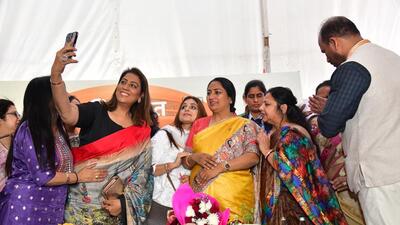 Delhi CM Rekha Gupta interacts with women’s groups. (HT Photo) Delhi CM Rekha Gupta interacts with women’s groups. (HT Photo)