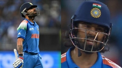 KL Rahul's reaction after Virat Kohli's dismissal as he departed on 84. (AFP and X Images) KL Rahul's reaction after Virat Kohli's dismissal as he departed on 84. (AFP and X Images)