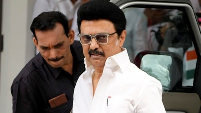 Tamil Nadu Chief Minister MK Stalin arrives to participate in an all-party meeting to discuss the proposed delimitation of Lok Sabha seats in the state, at the Secretariat in Chennai, on Wednesday. (PTI) Tamil Nadu Chief Minister MK Stalin arrives to participate in an all-party meeting to discuss the proposed delimitation of Lok Sabha seats in the state, at the Secretariat in Chennai, on Wednesday. (PTI)