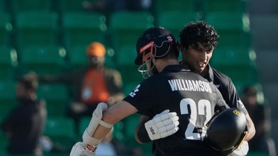 Rachin Ravindra and Kane Williamson scored centuries as New Zealand beat South Africa by 50 runs in the semi-final of the 2025 Champions Trophy and booked a date with India in the final to be played in Dubai on Sunday. The margin of defeat could've been something close to 150 had it not been for David Miller's stunning assault at the end where he smashed 48 runs in the last three overs and finished unbeaten on 100 off 67 balls. (AP) Rachin Ravindra and Kane Williamson scored centuries as New Zealand beat South Africa by 50 runs in the semi-final of the 2025 Champions Trophy and booked a date with India in the final to be played in Dubai on Sunday. The margin of defeat could've been something close to 150 had it not been for David Miller's stunning assault at the end where he smashed 48 runs in the last three overs and finished unbeaten on 100 off 67 balls. (AP)