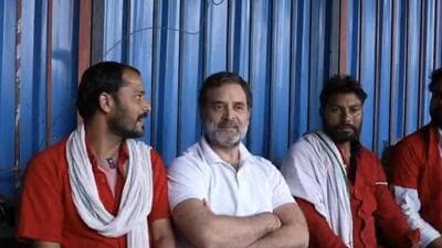 Rahul Gandhi thanked them for saving many lives and helping in the relief work during the stampede. (Rahul Gandhi | Official X account) Rahul Gandhi thanked them for saving many lives and helping in the relief work during the stampede. (Rahul Gandhi | Official X account)