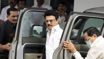 Tamil Nadu chief minister MK Stalin arrives to participate in an all-party meeting at the Secretariat in Chennai on Wednesday. (PTI) Tamil Nadu chief minister MK Stalin arrives to participate in an all-party meeting at the Secretariat in Chennai on Wednesday. (PTI)