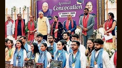 Vice President Jagdeep Dhankhar attends the convocation at Jan Nayak Chaudhary Devi Lal Vidyapeeth in Sirsa. (PTI)