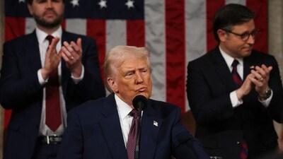 US President Donald Trump addresses a joint session of Congress at the Capitol (AFP) US President Donald Trump addresses a joint session of Congress at the Capitol (AFP)
