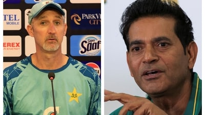 Jason Gillespie and Aaqib Javed Jason Gillespie and Aaqib Javed