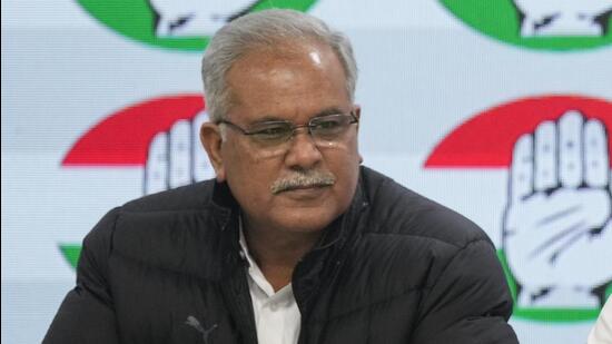 Congress leader Bhupesh Baghel addresses a press conference in New Delhi on Jan 16. (PTI)
